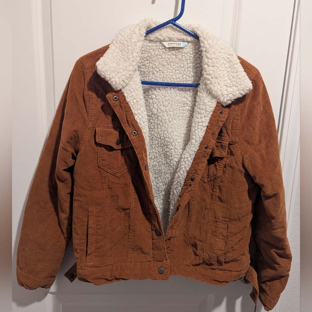 Highway Jeans Brown and White Teddy Jacket